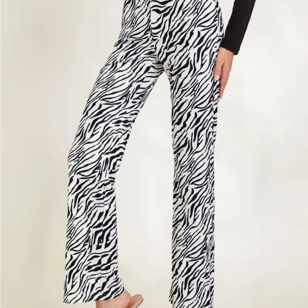 Zebra print flare pants